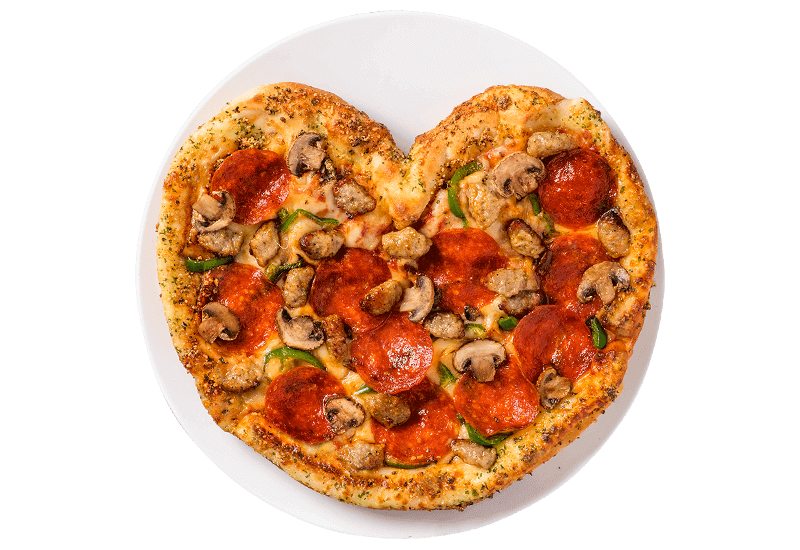 Heart shaped Domino's Deluxe Domino's Pizza