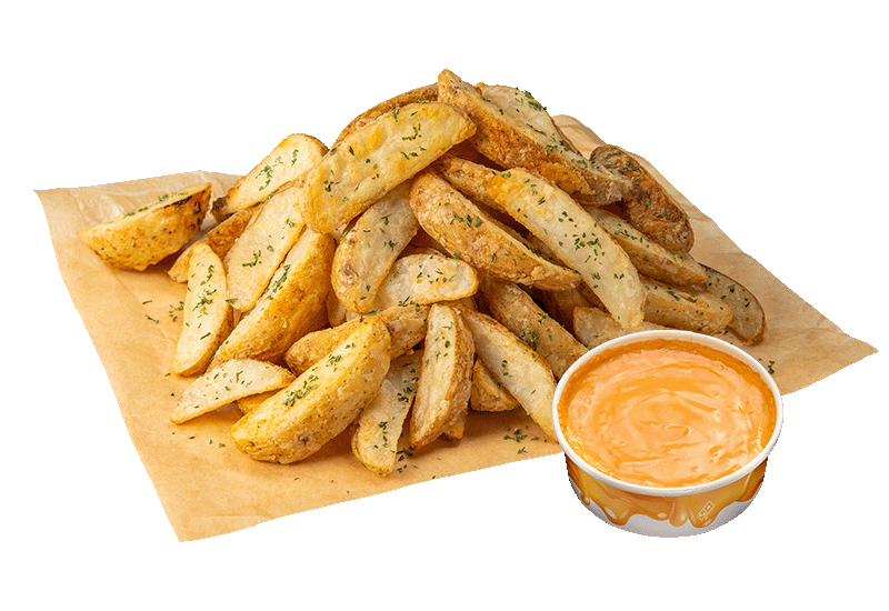 Almost 1kg Oven Baked Potato Wedges with Cheese Sauce